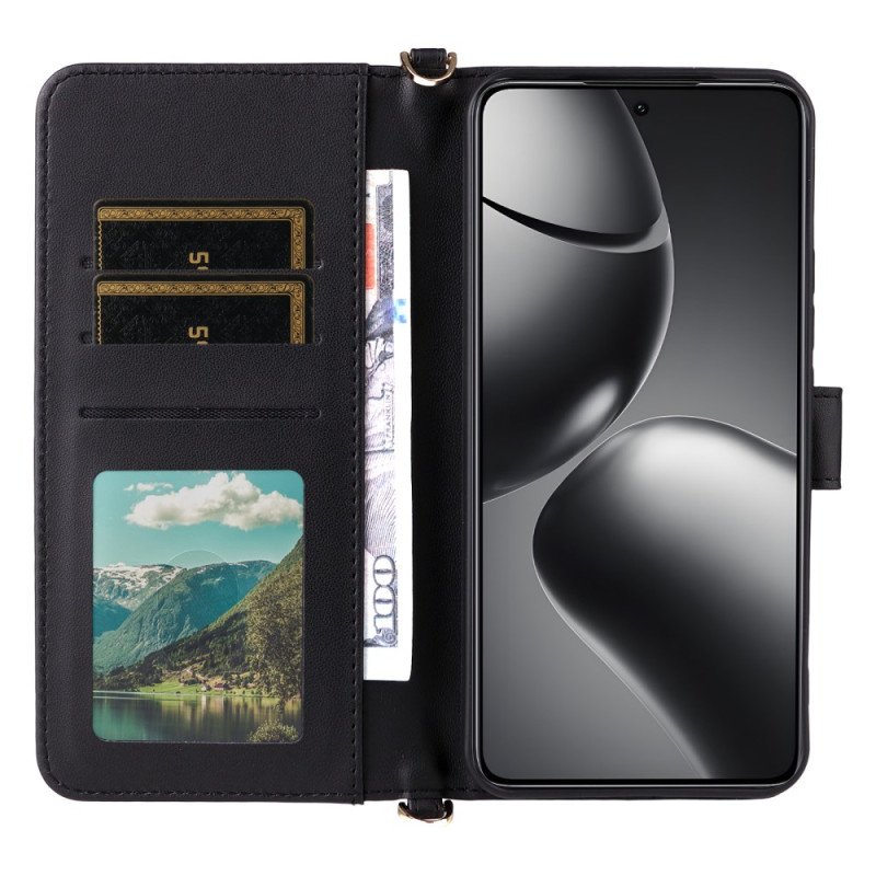 Fodral För Xiaomi 15t Pro Quiltad Med Rem Och Handledsrem