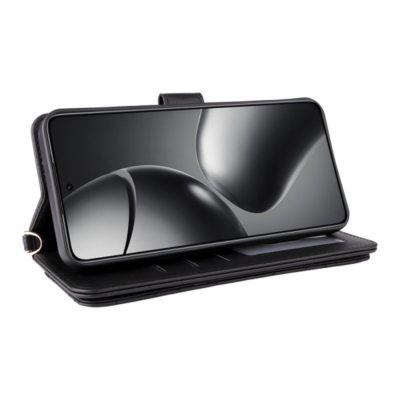 Fodral För Xiaomi 15t Pro Quiltad Med Rem Och Handledsrem