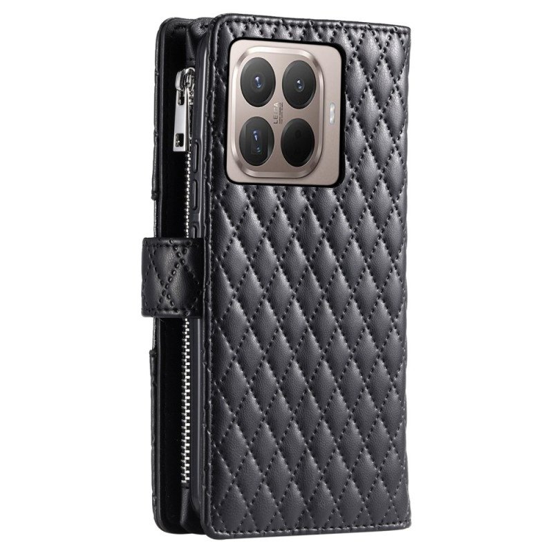 Läderfodral Xiaomi 15t Pro Telefonfodral Quiltad Med Blixtlåsficka