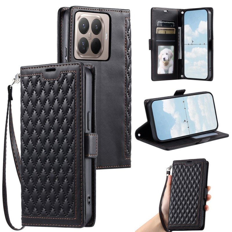 Läderfodral Xiaomi 15t Pro Telefonfodral Quiltad Med Rem