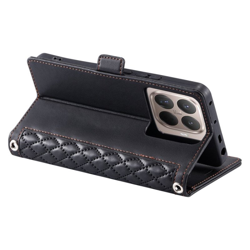 Läderfodral Xiaomi 15t Pro Telefonfodral Quiltad Med Rem