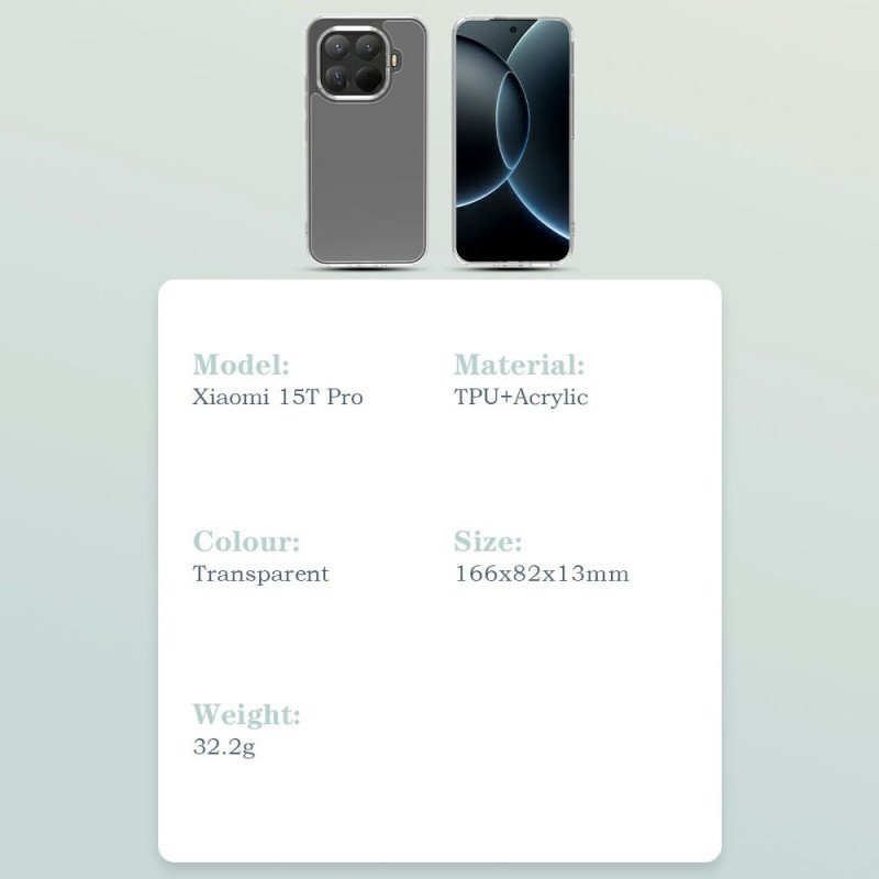 Skal För Xiaomi 15t Pro Transparent Toc-serie