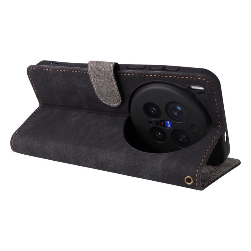 Fodral Vivo X300 Pro Rfid-skyddande Lädereffekt