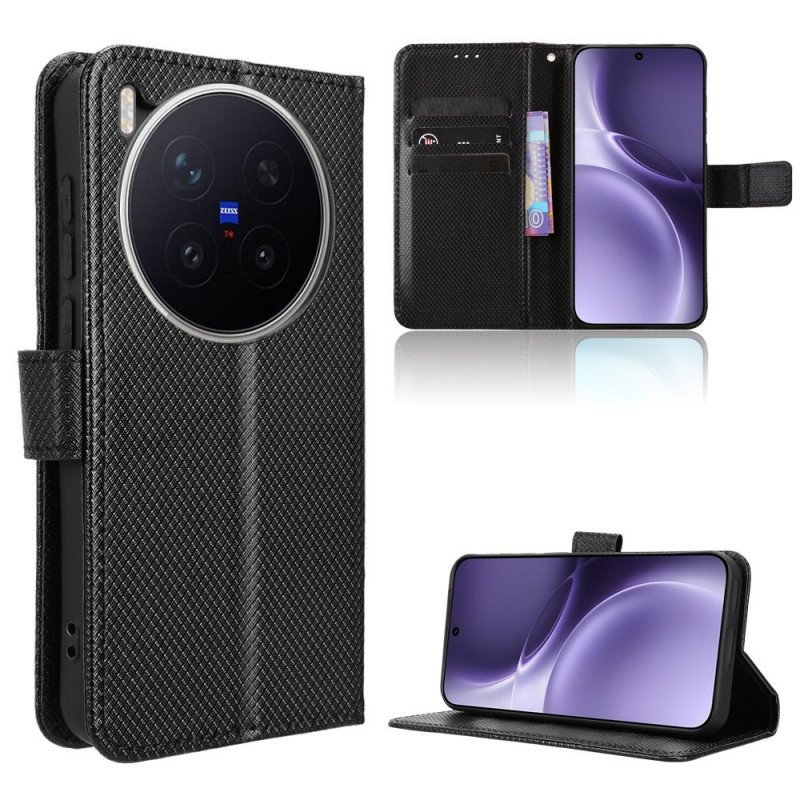Läderfodral Vivo X300 Pro Telefonfodral Diamantstruktur