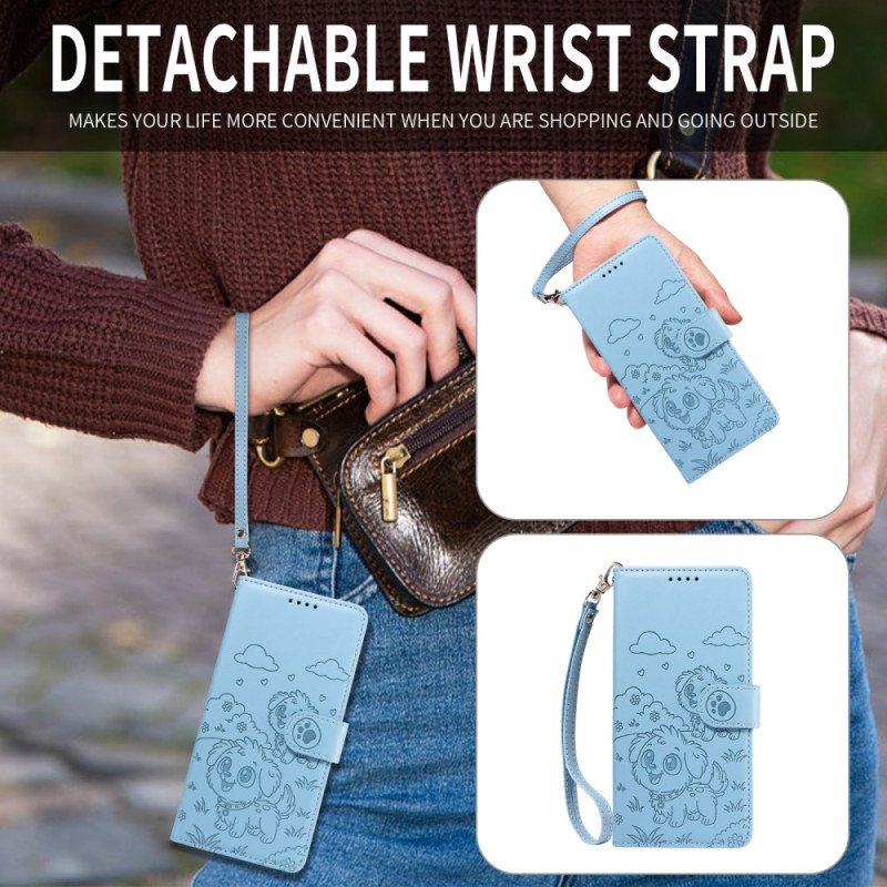 Läderfodral Vivo X300 Pro Telefonfodral Hundmönster Med Rem