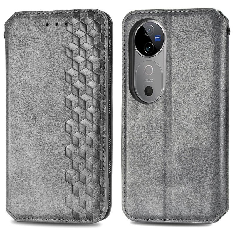 Folio-fodral Vivo V40 5g Telefonfodral Diamantmönster Mockaeffekt