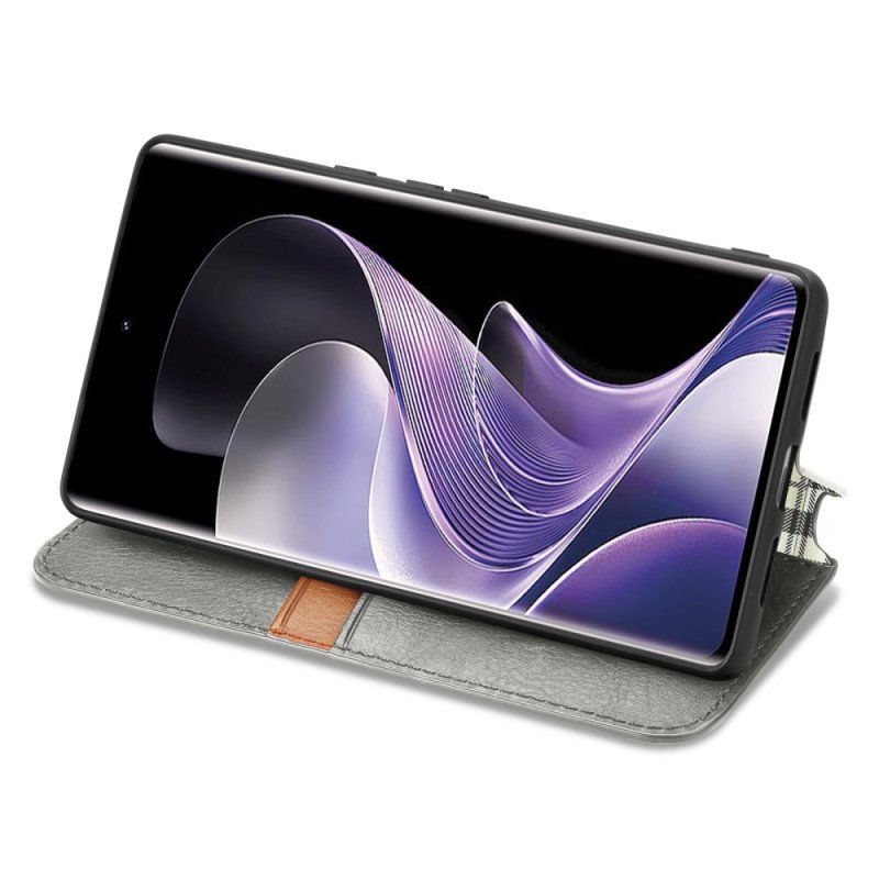 Folio-fodral Vivo V40 5g Telefonfodral Diamantmönster Mockaeffekt