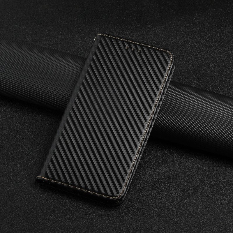 Folio-fodral iPhone 15 Plus Med Kedjar Läderfodral Kolfiberrem