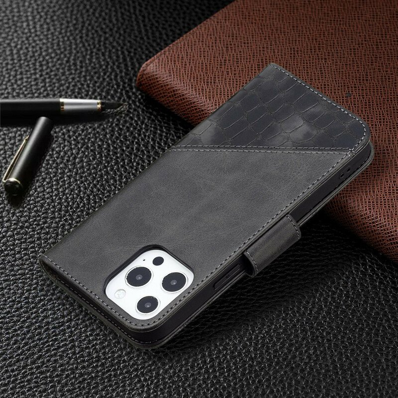 Fodral iPhone 13 Pro Max Klassisk Krokodilskinnseffekt