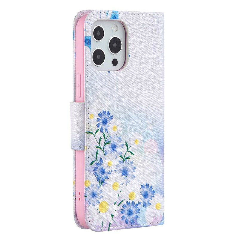 Fodral iPhone 13 Pro Max Målade Fjärilar Och Blommor