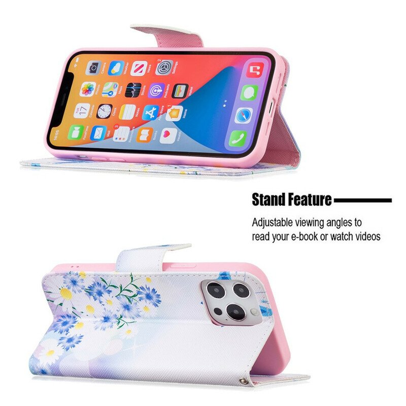 Fodral iPhone 13 Pro Max Målade Fjärilar Och Blommor
