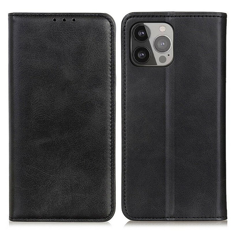 Folio-fodral iPhone 13 Pro Max Läderfodral Lychee Split Läder