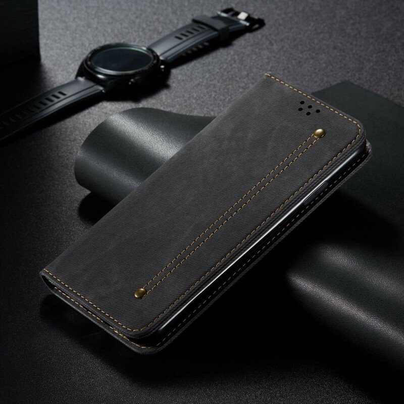 Folio-fodral iPhone 13 Pro Max Läderfodral Textur För Jeans I Konstläder