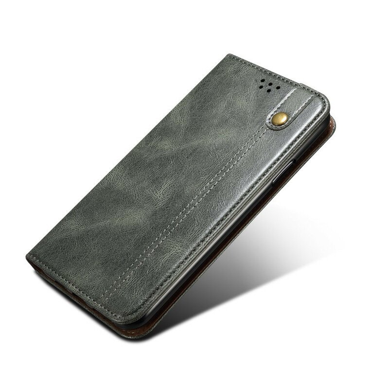 Folio-fodral iPhone 13 Pro Max Läderfodral Vaxat Konstläder