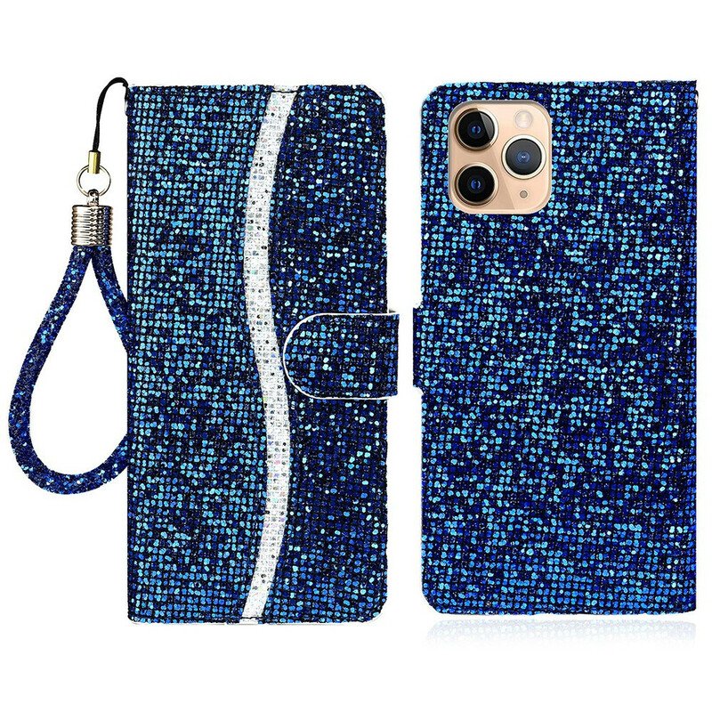 Folio-fodral iPhone 13 Pro Max Paljetter S Design