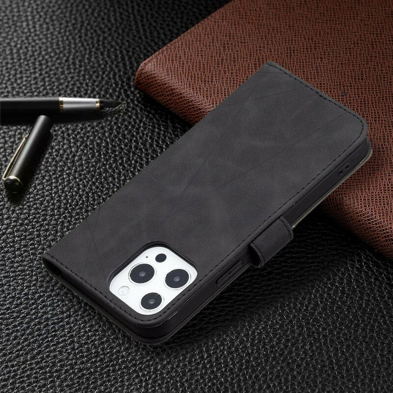 Läderfodral iPhone 13 Pro Max Binfen Färgtrianglar