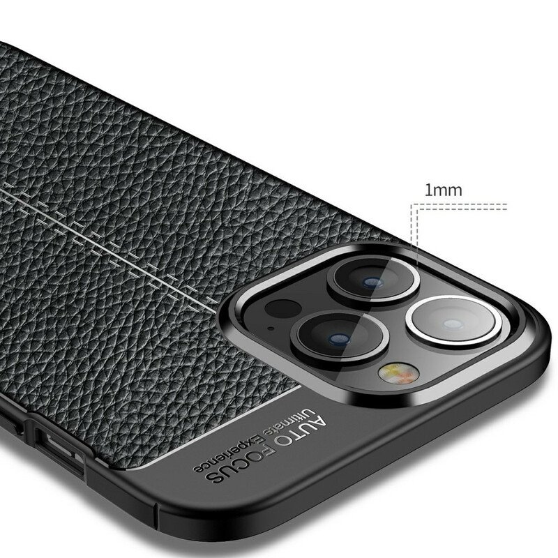 Mobilskal iPhone 13 Pro Max Dubbel Linje Litchi Läder Effekt