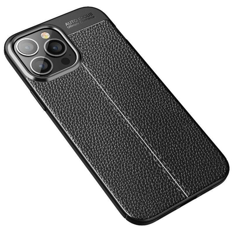 Mobilskal iPhone 13 Pro Max Dubbel Linje Litchi Läder Effekt