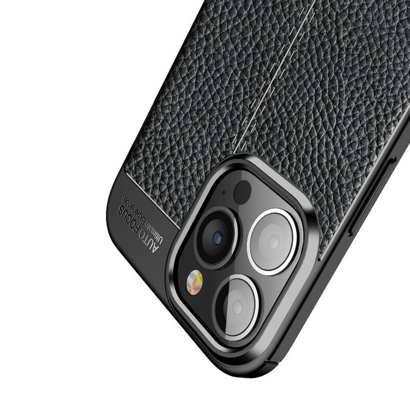 Mobilskal iPhone 13 Pro Max Dubbel Linje Litchi Läder Effekt