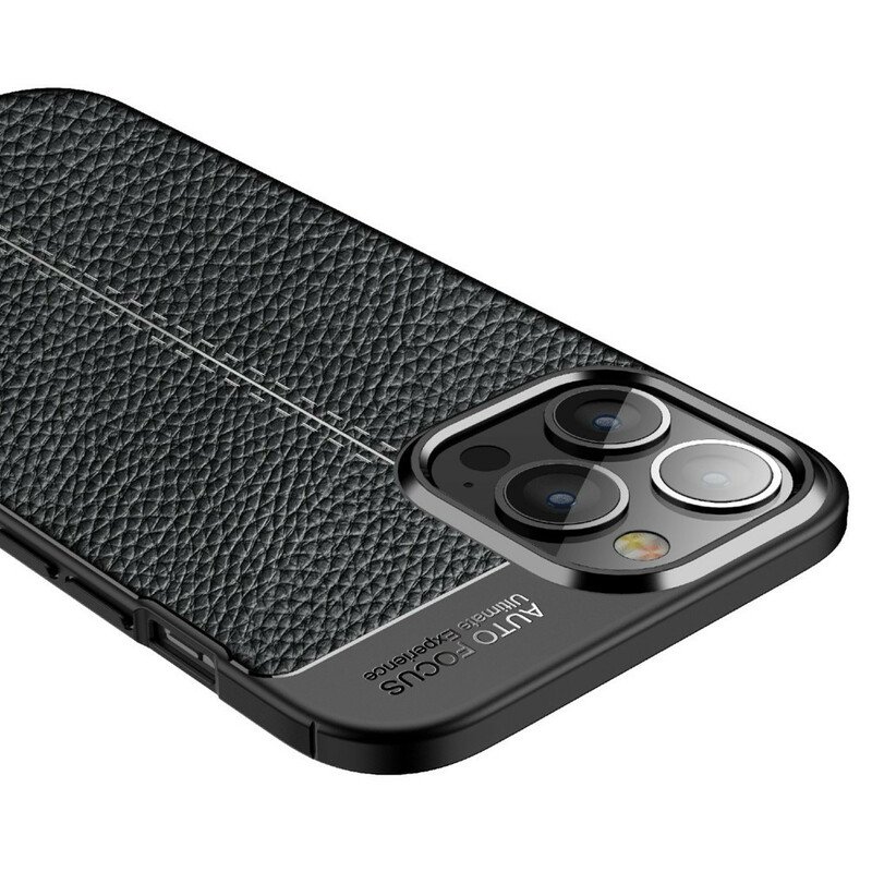 Mobilskal iPhone 13 Pro Max Dubbel Linje Litchi Läder Effekt