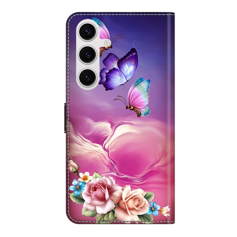 Fodral För Samsung Galaxy S26 Plus Blommigt Fjärilsmönster