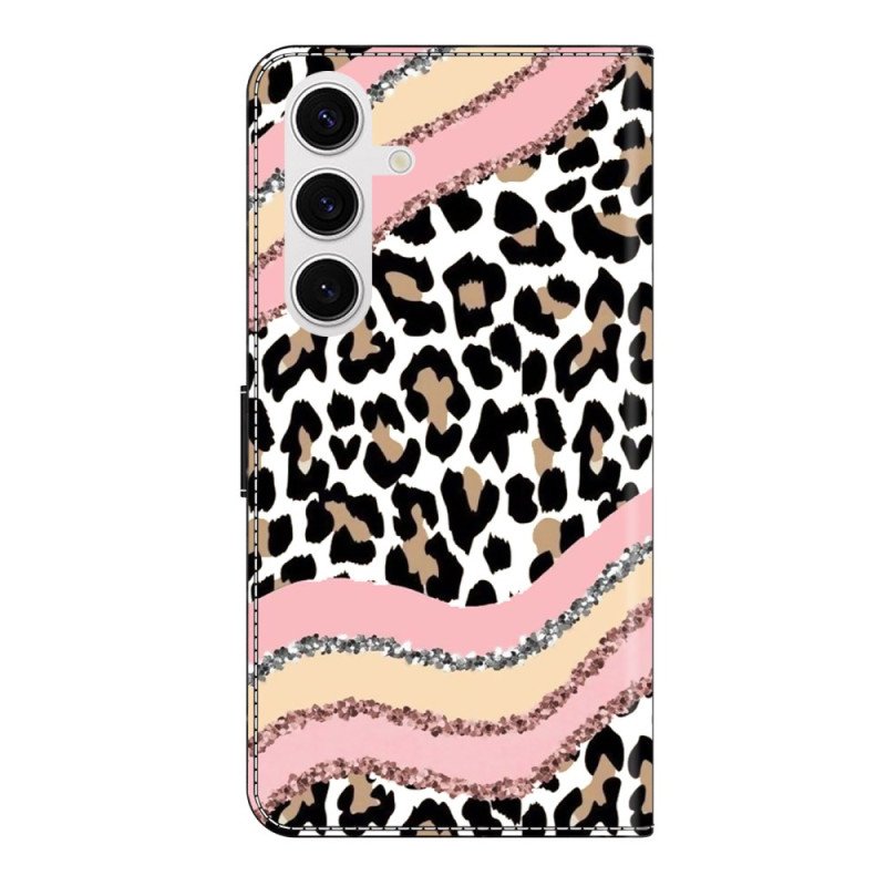 Fodral För Samsung Galaxy S26 Plus Randigt Leopardmönster