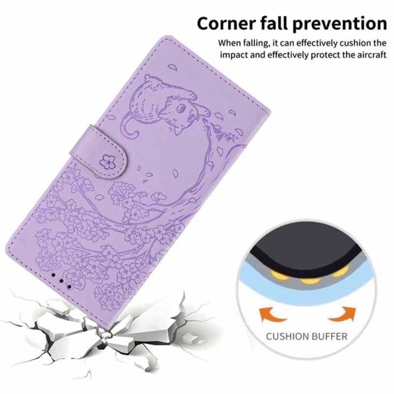 Fodral För Samsung Galaxy S26 Plus Träd- Och Kattmönster