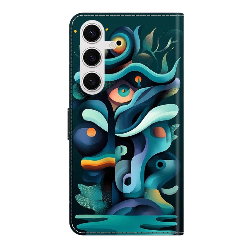 Läderfodral Samsung Galaxy S26 Plus Telefonfodral Ombregrön Graffiti