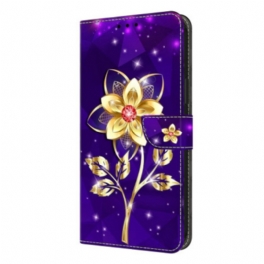 Skyddsfodral Samsung Galaxy S26 Plus Gyllene Blommor På Lila Bakgrund