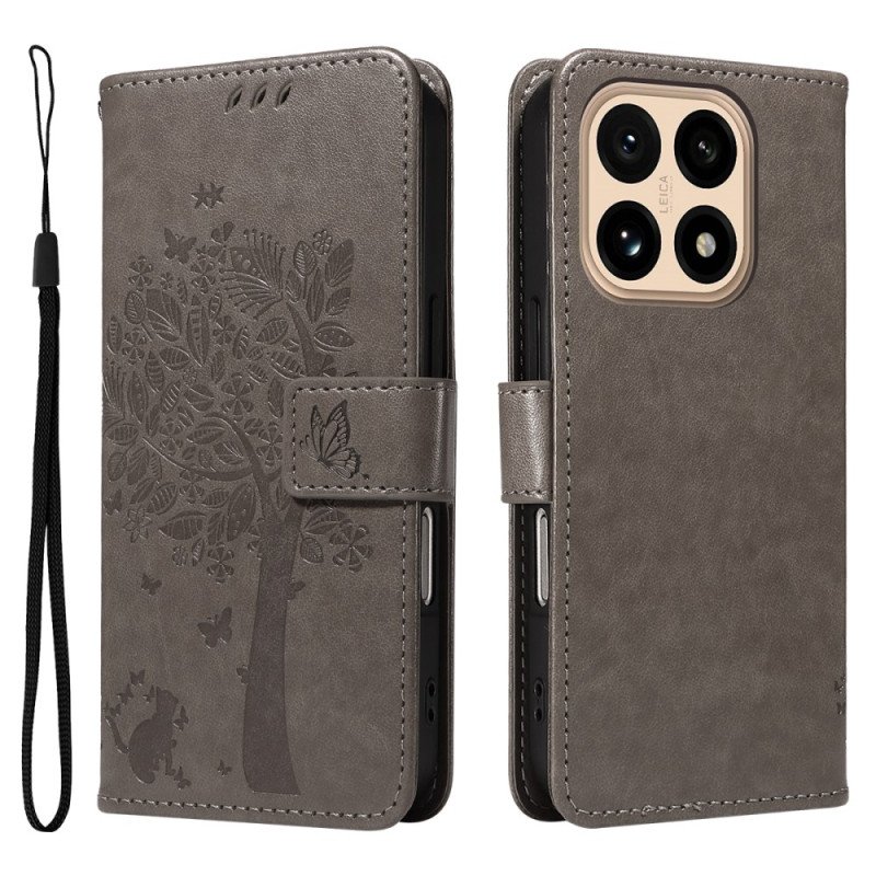 Läderfodral Xiaomi 15t Telefonfodral Katt Och Träd