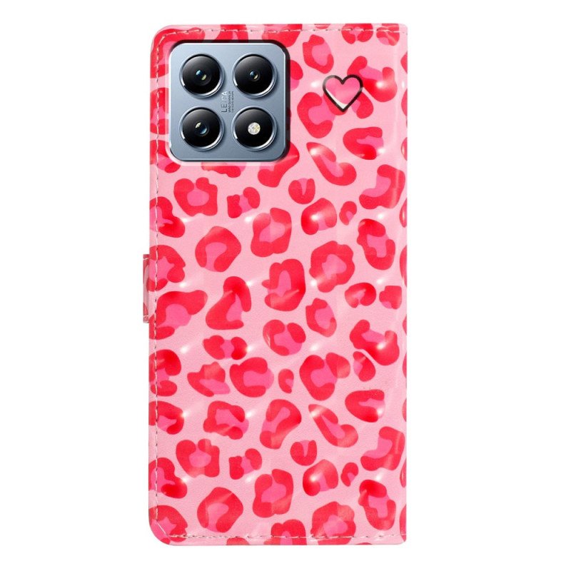 Läderfodral Xiaomi 15t Telefonfodral Rosa Leopardmönster