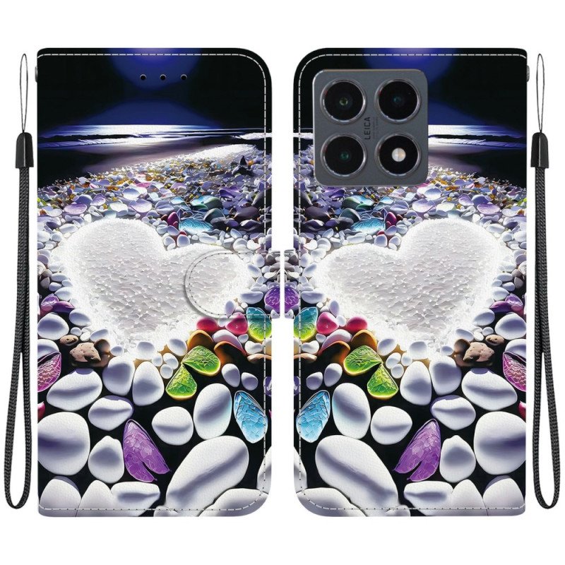 Läderfodral Xiaomi 15t Telefonfodral Vitt Hjärta