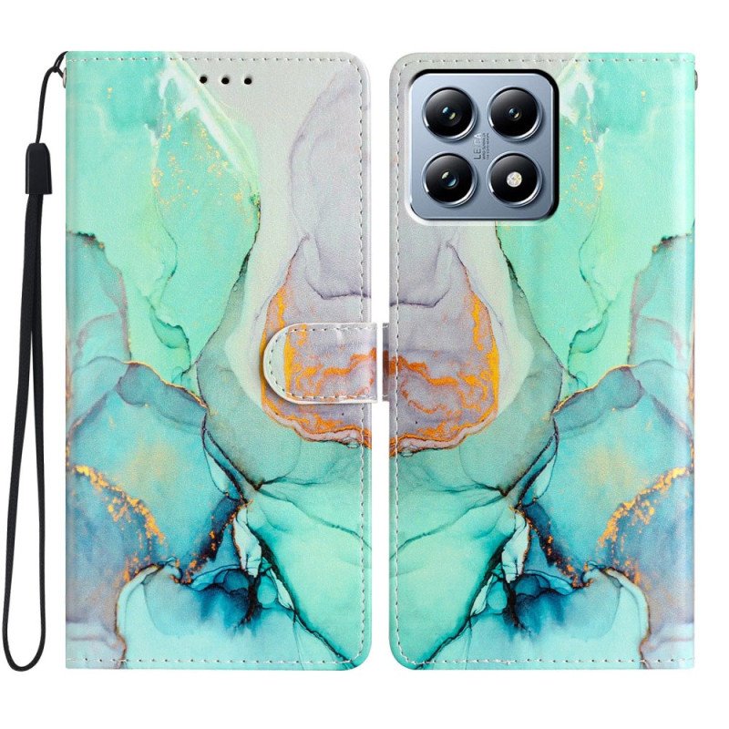 Läderskal Fodral Xiaomi 15t Grön Marmor