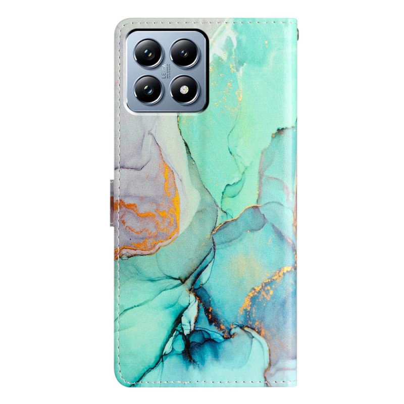 Läderskal Fodral Xiaomi 15t Grön Marmor