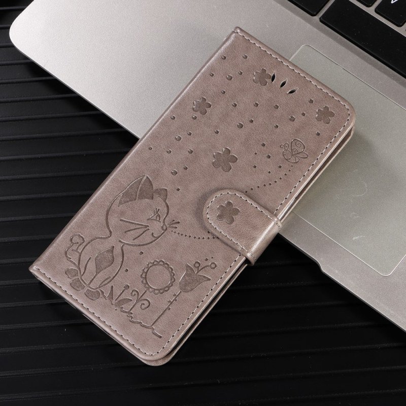 Läderskal Fodral Xiaomi 15t Katt Och Bi