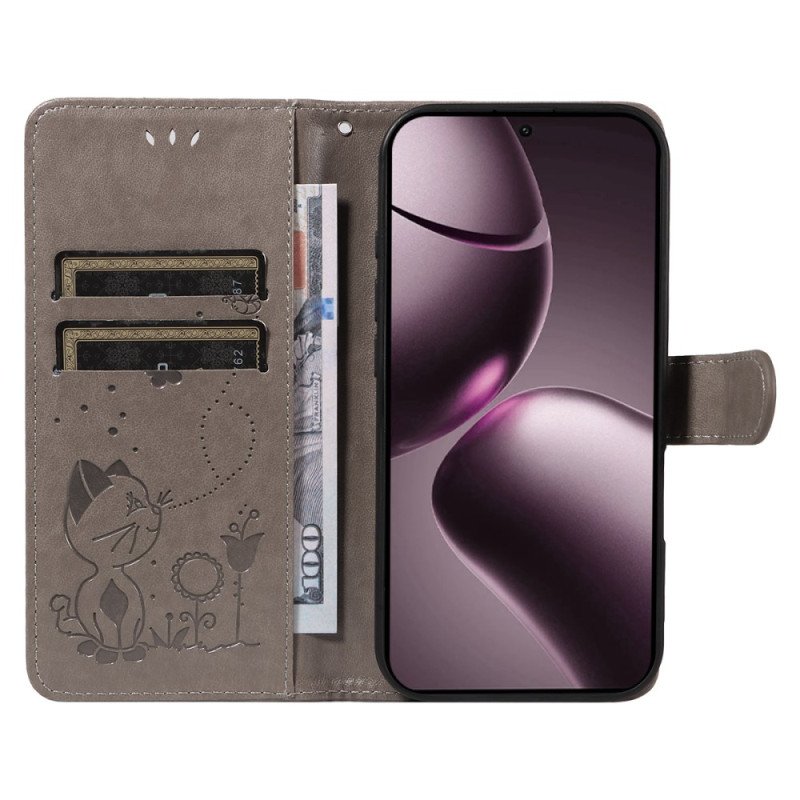 Läderskal Fodral Xiaomi 15t Katt Och Bi