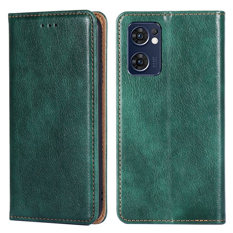 Folio-fodral Oppo Find X5 Lite Läderfodral Faux Lädersömmar