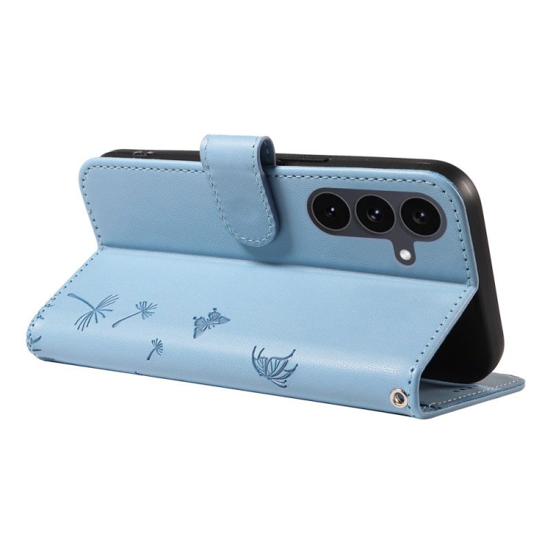 Fodral För Samsung Galaxy S25 Fe Maskrosmönster Med Rem