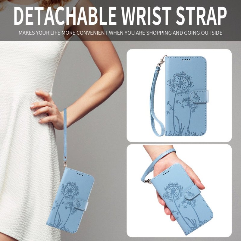 Fodral För Samsung Galaxy S25 Fe Maskrosmönster Med Rem