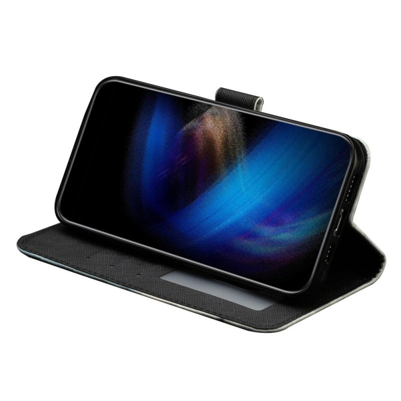 Läderfodral Samsung Galaxy S25 Fe Telefonfodral Leopardhuvud Med Snodd