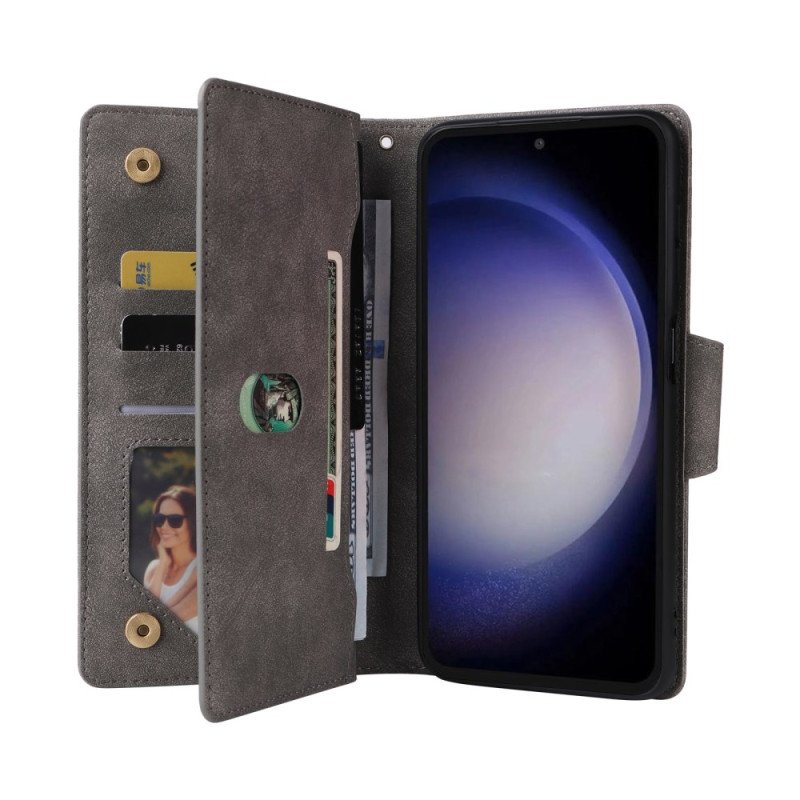 Läderfodral Samsung Galaxy S25 Fe Telefonfodral Plånbok Med Dragkedja