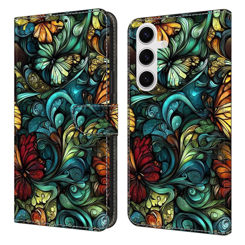 Läderskal Fodral Samsung Galaxy S25 Fe Blommor Och Växter