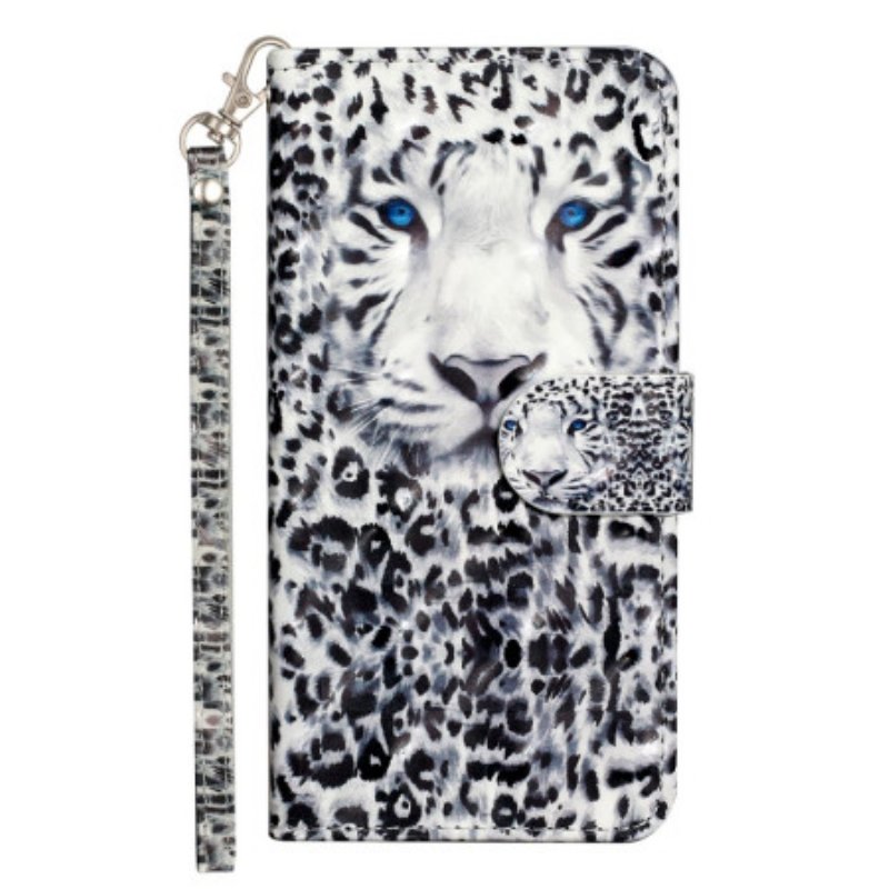 Läderskal Fodral Samsung Galaxy S25 Fe Leopard Med Snodd