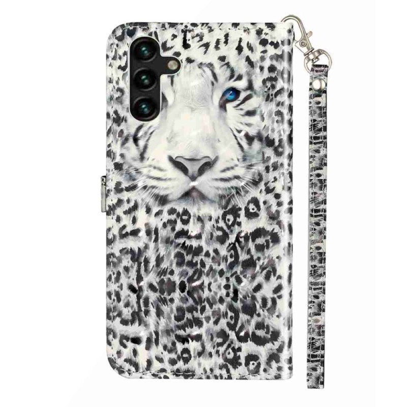 Läderskal Fodral Samsung Galaxy S25 Fe Leopard Med Snodd
