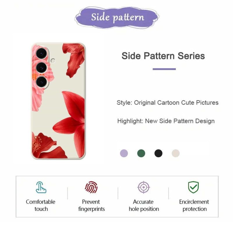 Skal Samsung Galaxy S25 Fe Röd Blommig Silikon