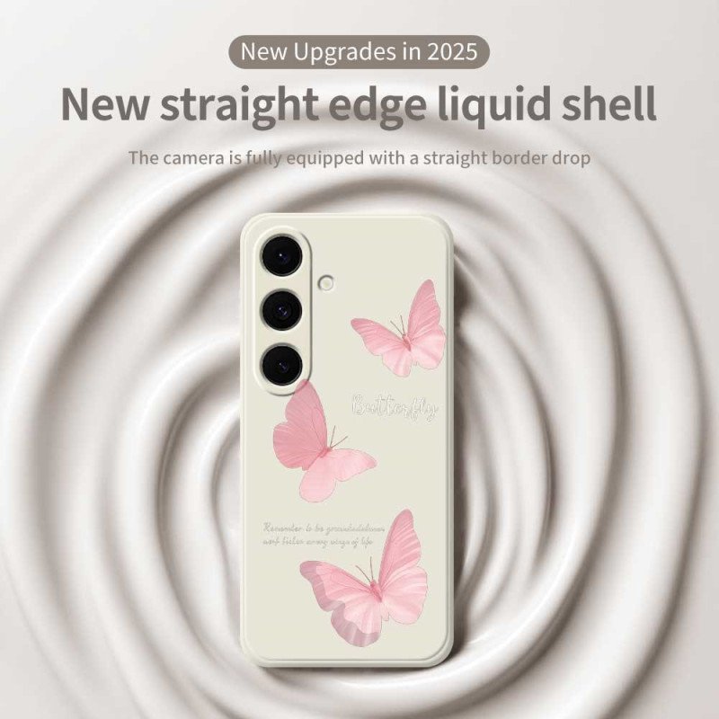 Skal Samsung Galaxy S25 Fe Telefonfodral Rosa Fjärilssilikon