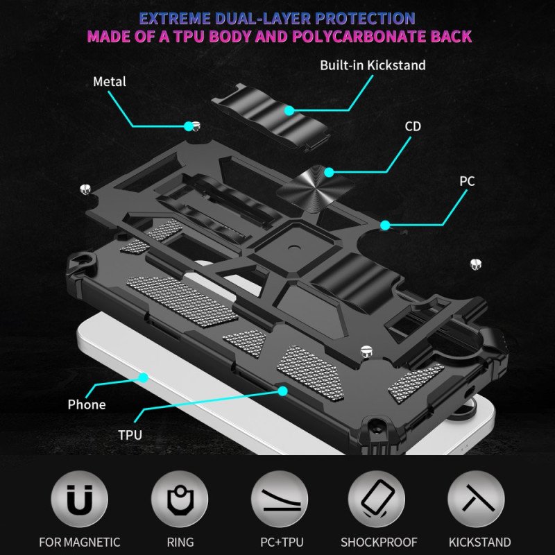 Skal Samsung Galaxy S25 Fe Telefonfodral Stötsäkert Skydd Med Inbyggt Stativ
