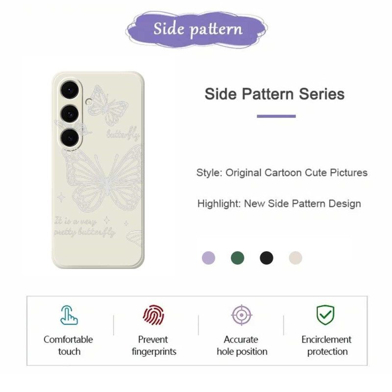 Skal Samsung Galaxy S25 Fe Vit Fjärilssilikon