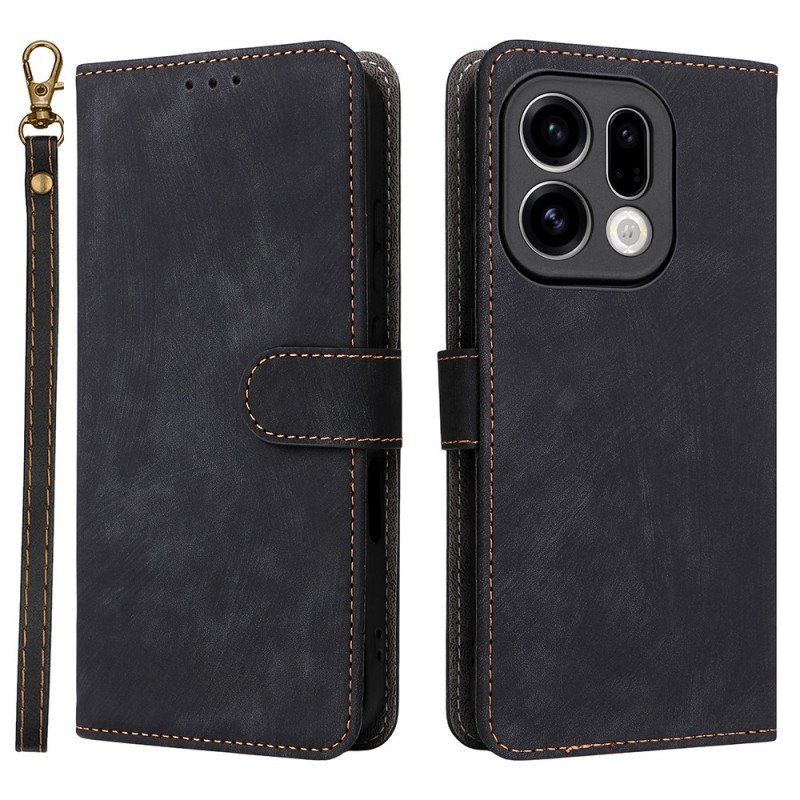 Läderfodral Oppo Find X9 5g Telefonfodral Mockaeffekt Med Rem