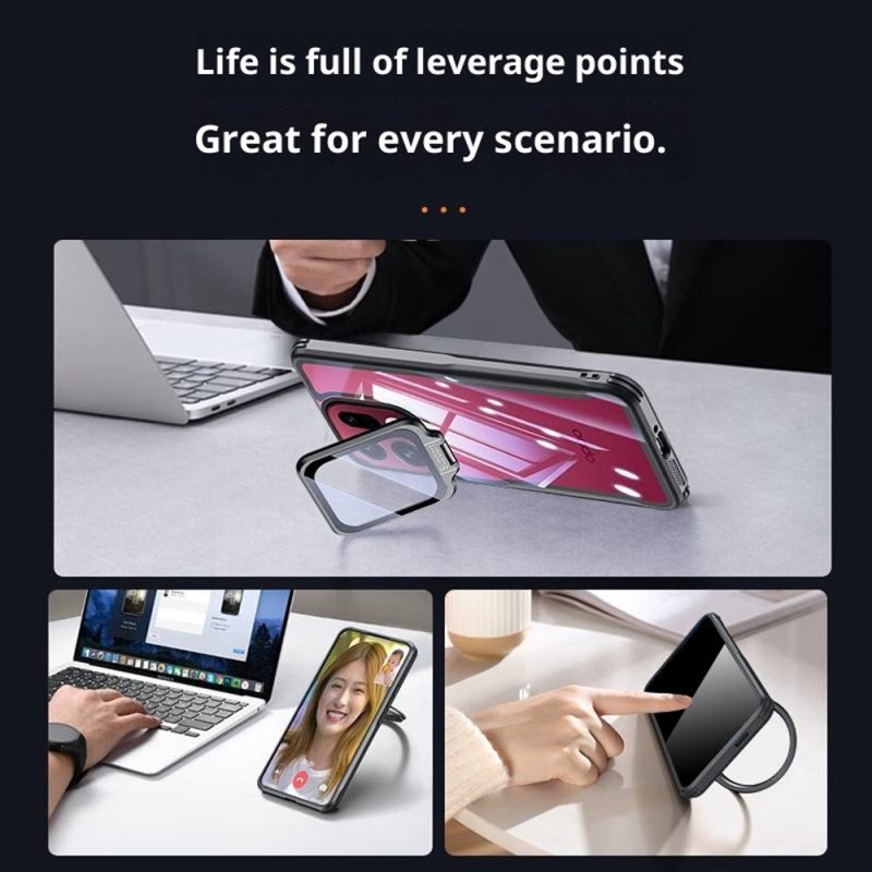 Skal Oppo Find X9 5g Genomskinlig Med Inbyggt Stativ Och Kameraskydd